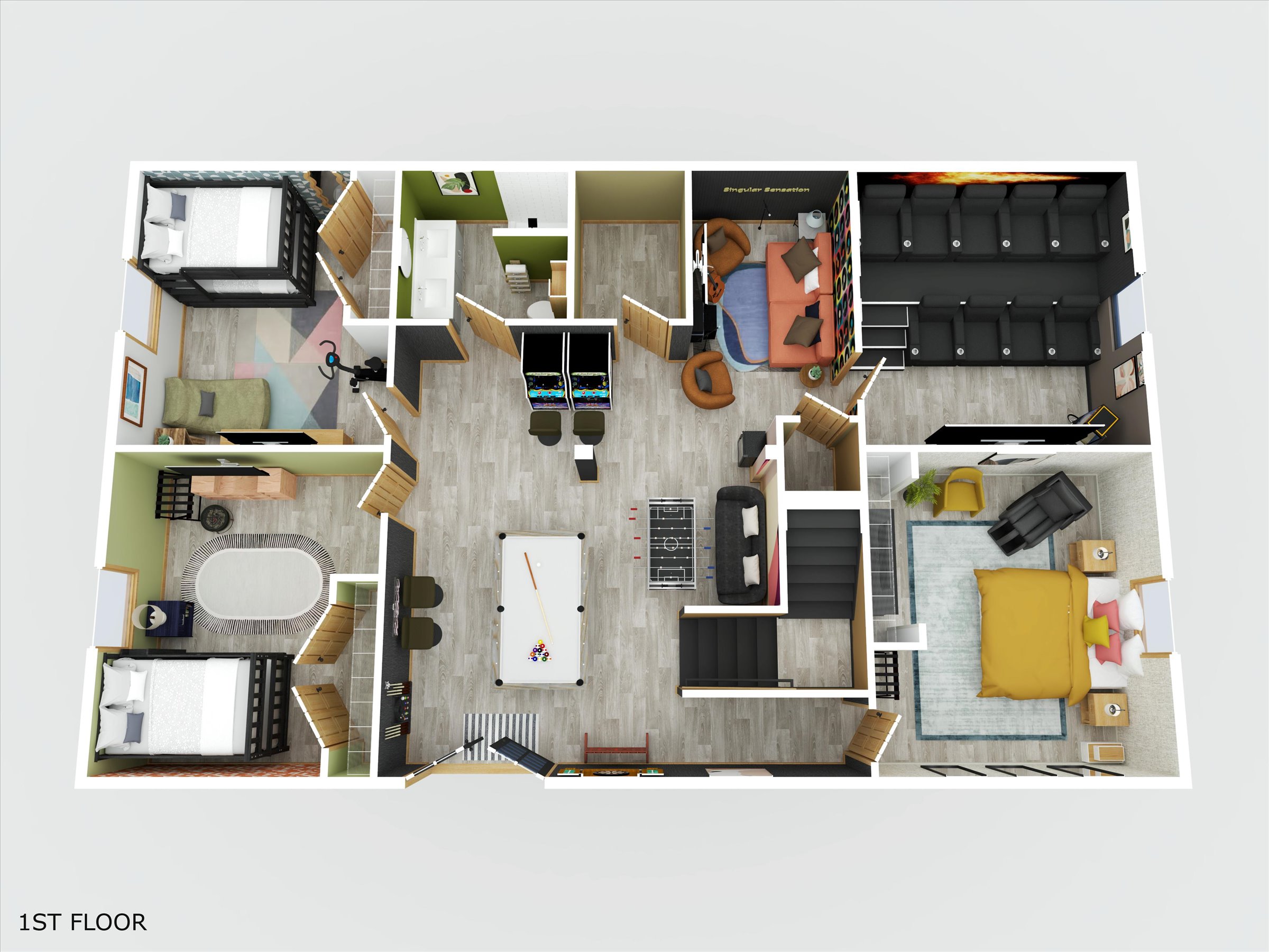 Entertainment level 3D plan