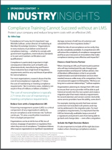 Compliance training cannot succeed without an LMS Compliance training cannot succeed without an LMS