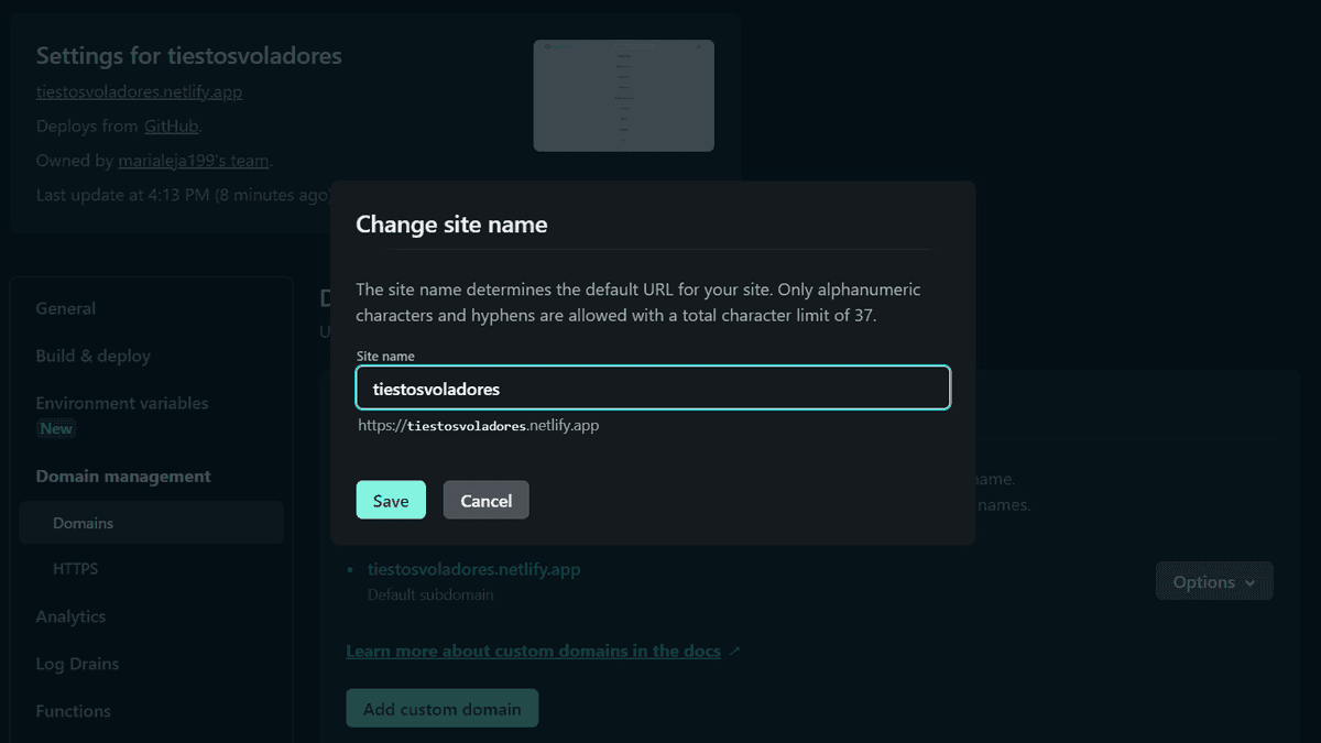 Site name customization