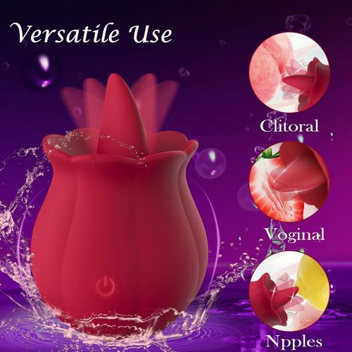 Rose Tongue Licking Vibrator – 10 Modes USB Rechargeable Silicone Massager photo 3