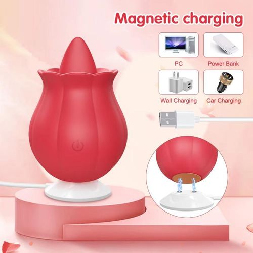 Rose Tongue Licking Vibrator – 10 Modes USB Rechargeable Silicone Massager photo 4