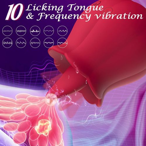 Rose Tongue Licking Vibrator – 10 Modes USB Rechargeable Silicone Massager photo 5