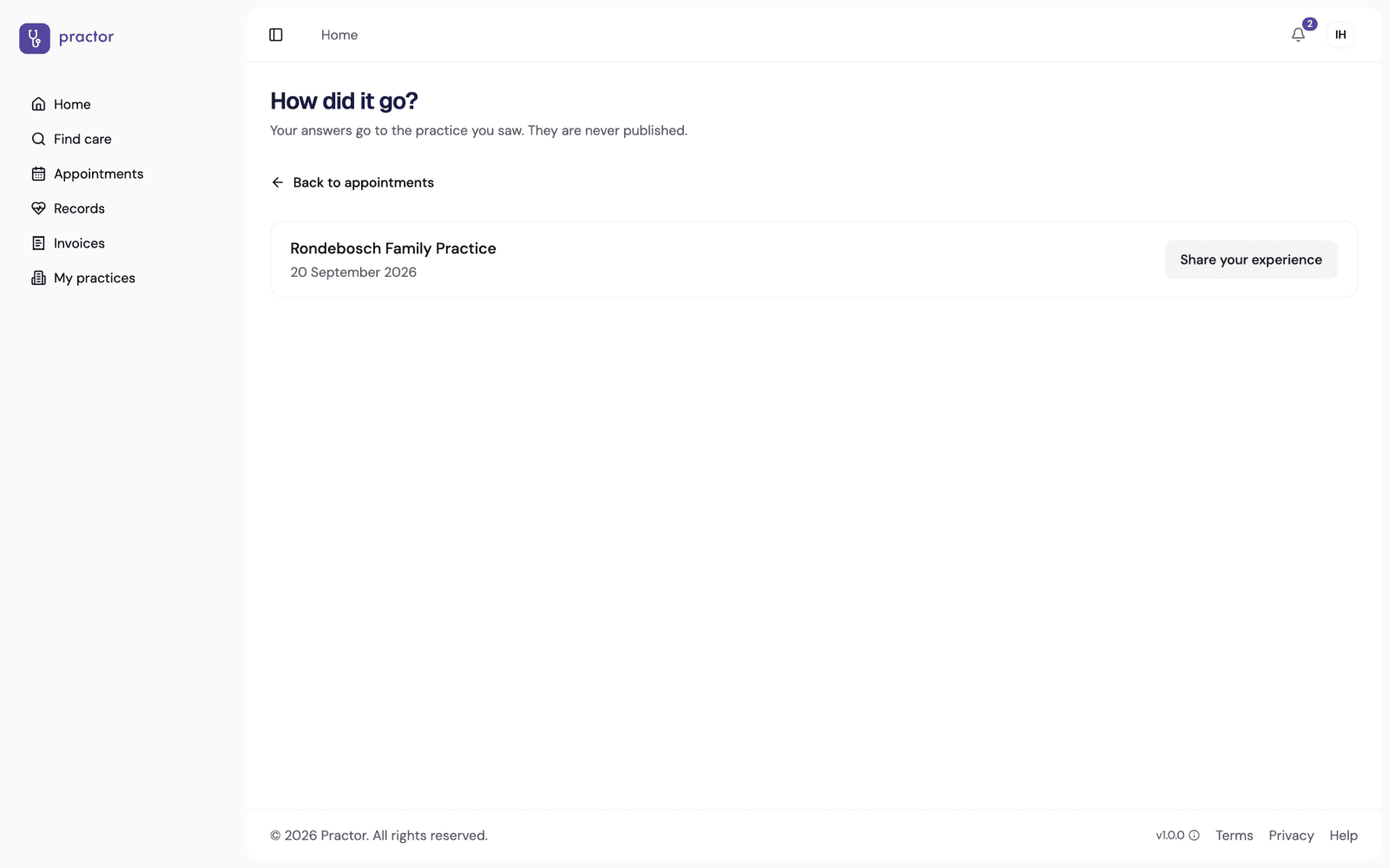 The feedback page