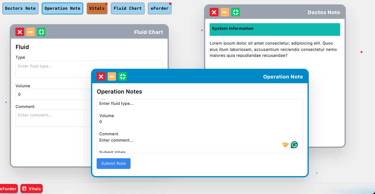 several dialogs open with some minimized