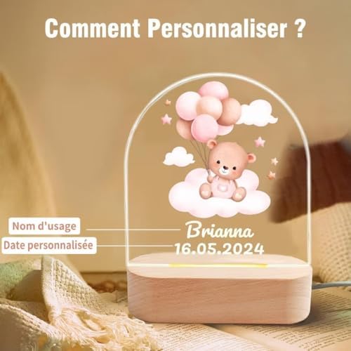 Vue 3 de Veilleuse Bebe Personnalise Avec