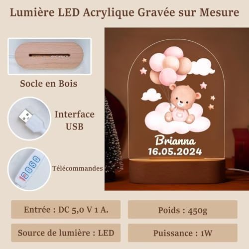 Vue 5 de Veilleuse Bebe Personnalise Avec