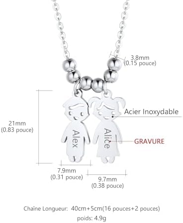 Vue 4 de Collier Pendentif Enfants Personnalise