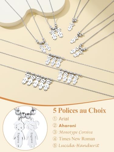 Vue 6 de Collier Pendentif Enfants Personnalise