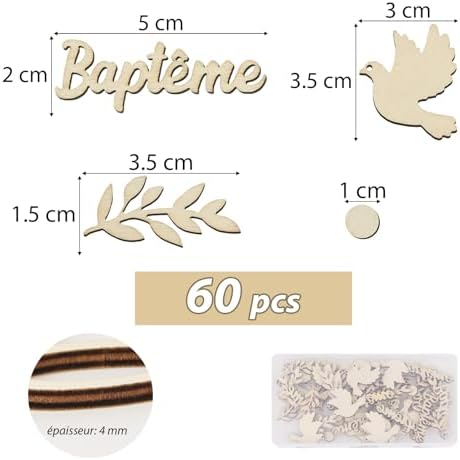 Vue 2 de Pcs Bapteme Confettis En