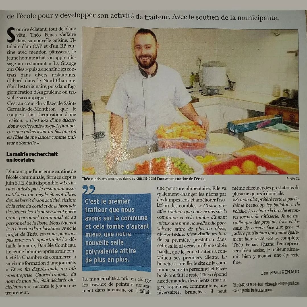 Traiteur événementiel Gabriel  à Saint-germain-de-montbron pour événements professionnels