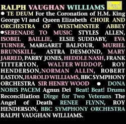 Te Deum: For the Coronation of H.M. King George VI and Queen Elizabeth / Serenade to Music / Dona nobis pacem