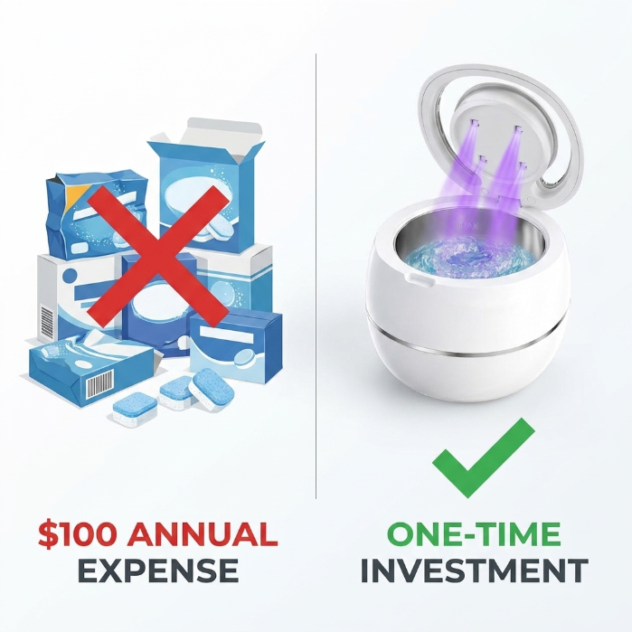 Cost comparison: Orivati vs cleaning tablets vs dental visits