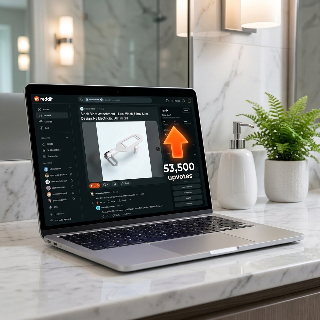 Laptop screen showing Reddit bidet discussions