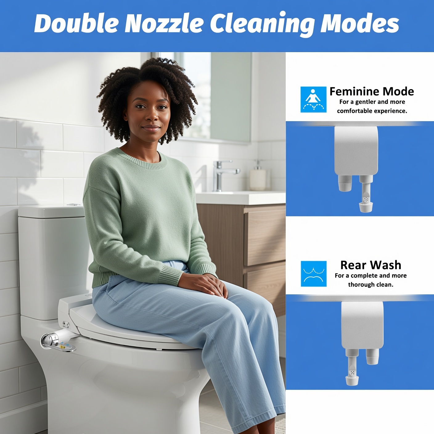WashyCare dual nozzle cleaning modes
