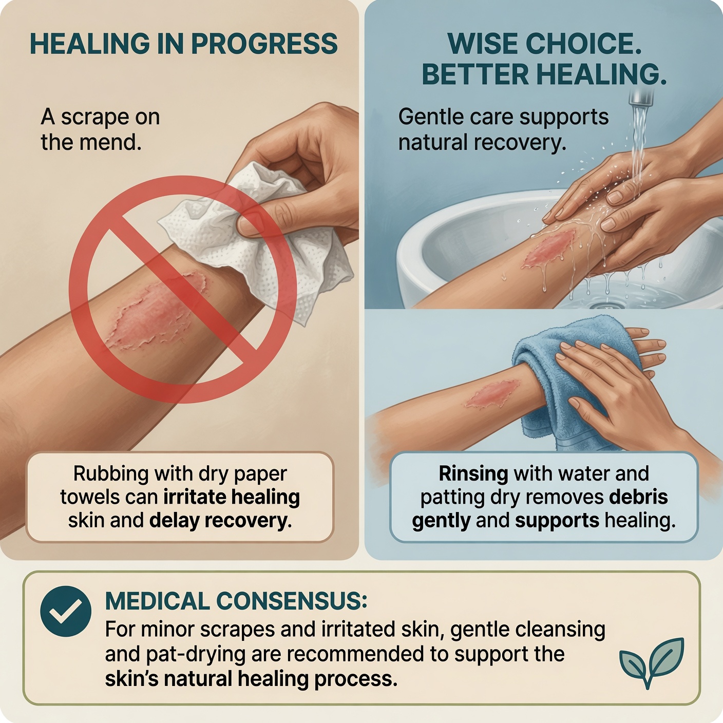 Water cleansing compared with dry wiping