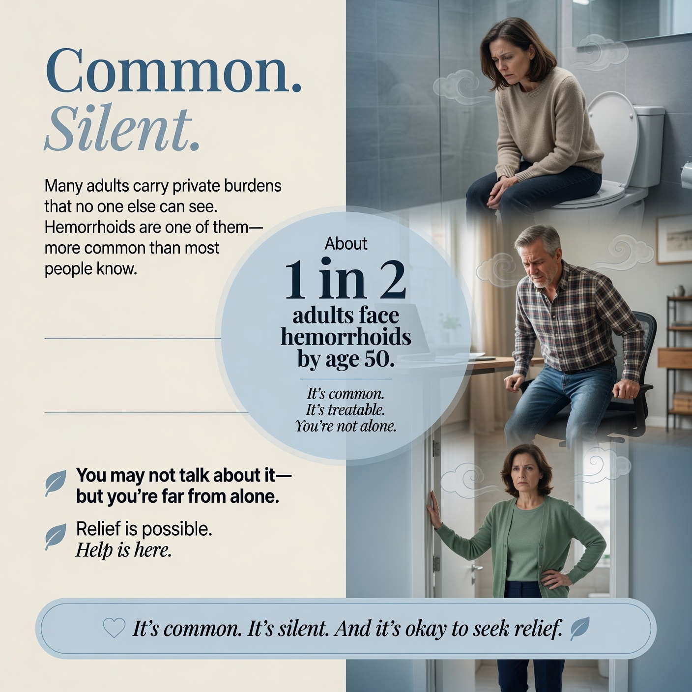About half of adults will deal with hemorrhoids