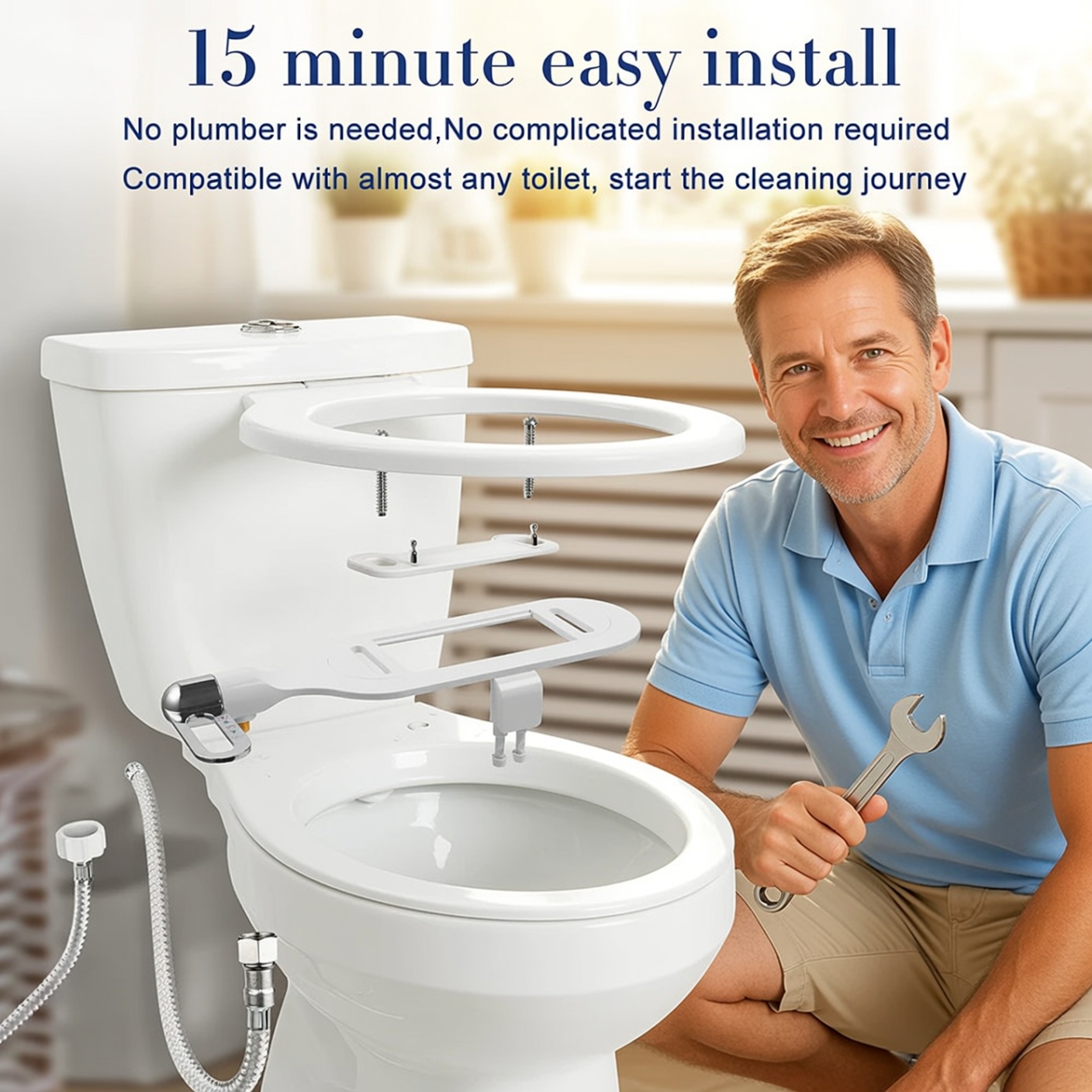 Simple bidet attachment installation under an existing toilet seat
