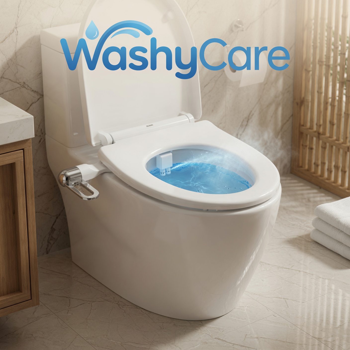 Modern bathroom with a simple water-first hygiene routine