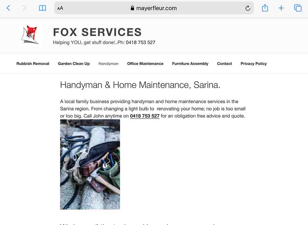 Sarina Handyman Web Page