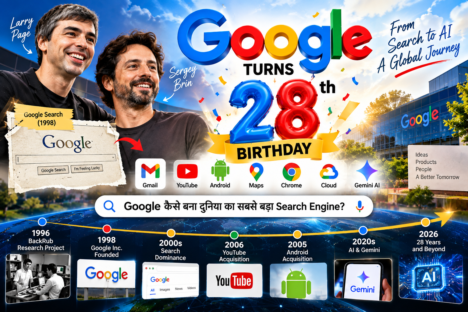 Google Birthday 2026: Google कैसे बना दुनिया का सबसे बड़ा Search Engine?