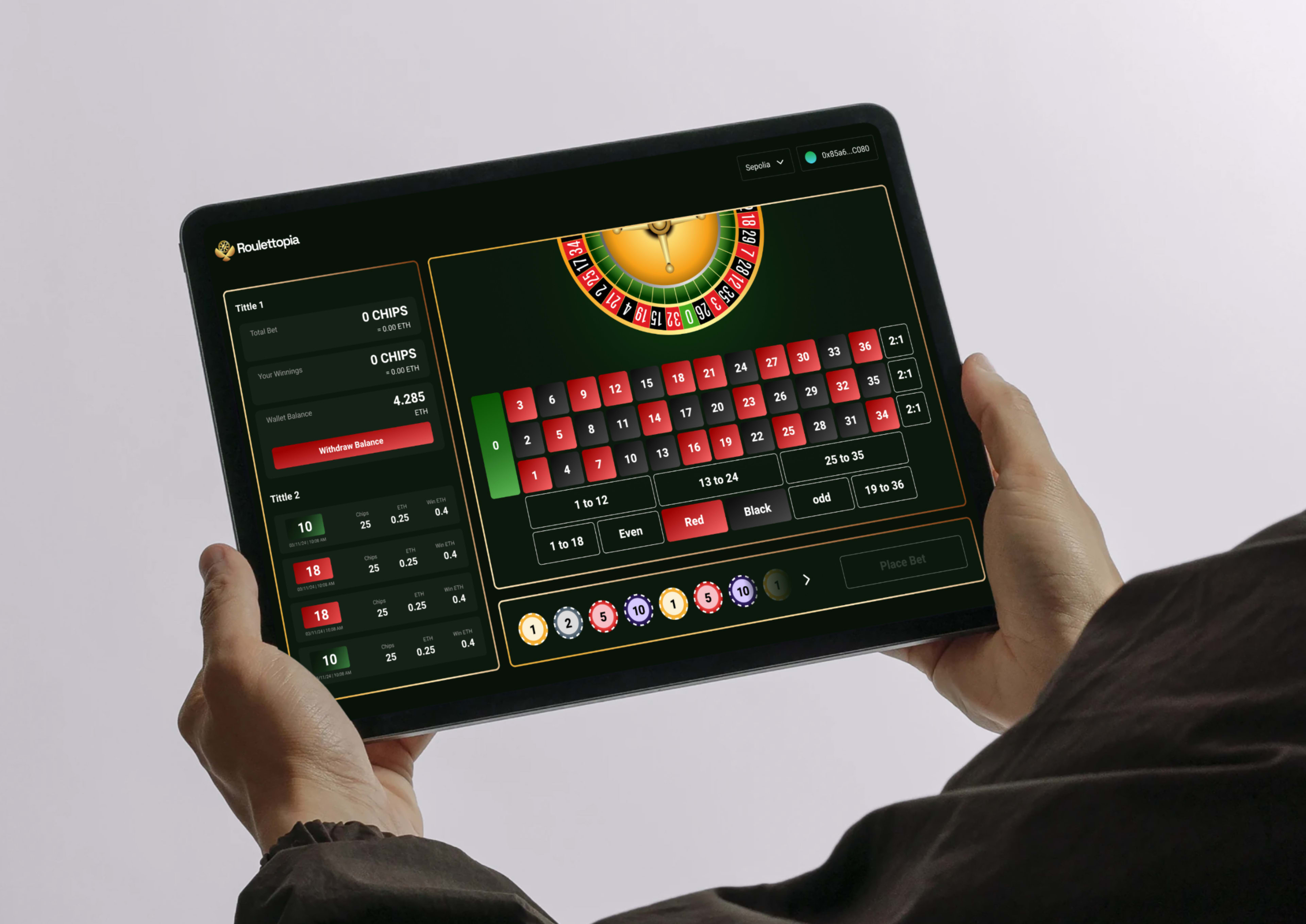 Web3 roulette platform showing live crypto betting and instant payouts