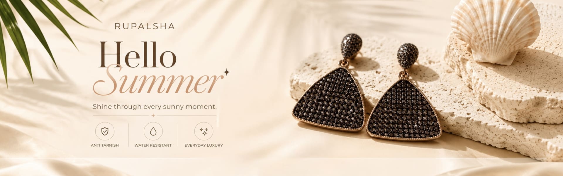 Black Stone Triangle Drop Earrings