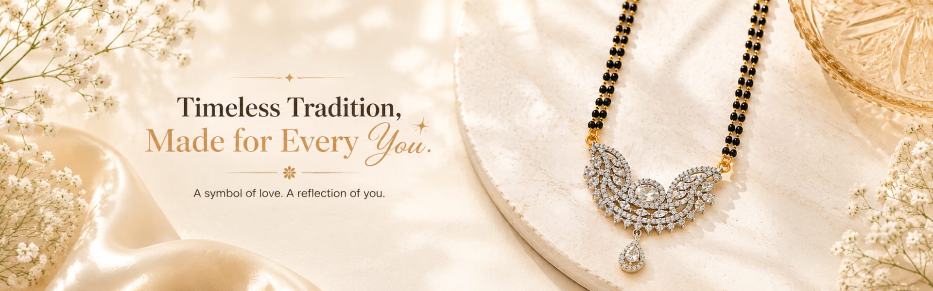 AD Mangalsutra with Black Beads Chain