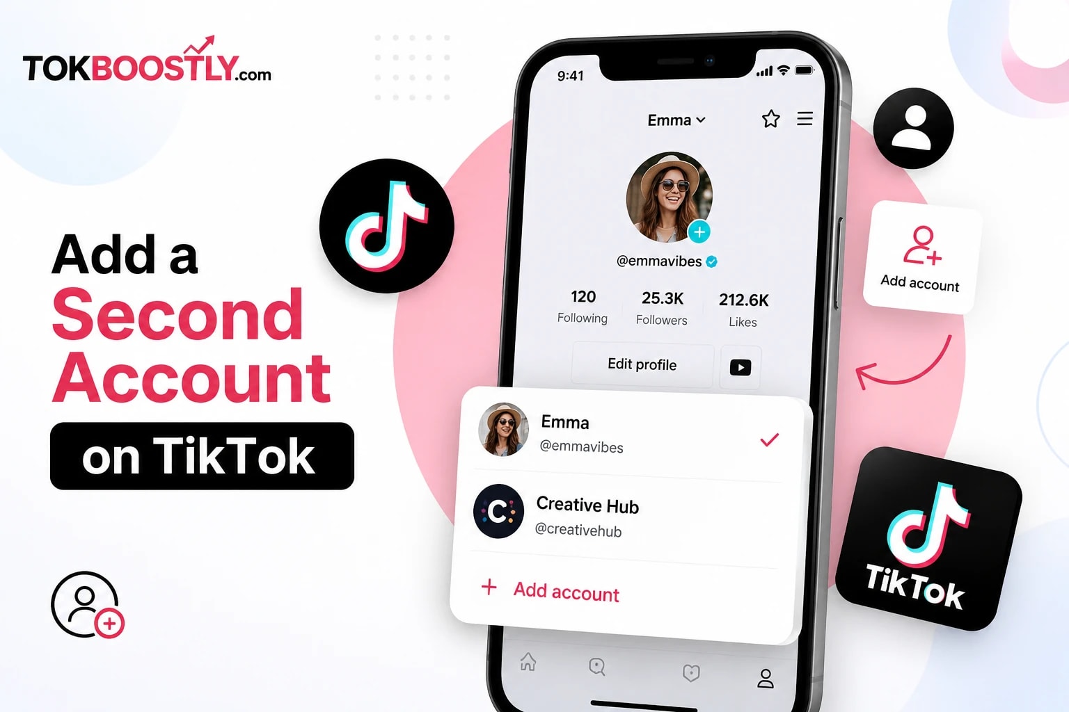how to add second account on tiktok(Step-by-step guide showing how to add a second account on TikTok app menu)