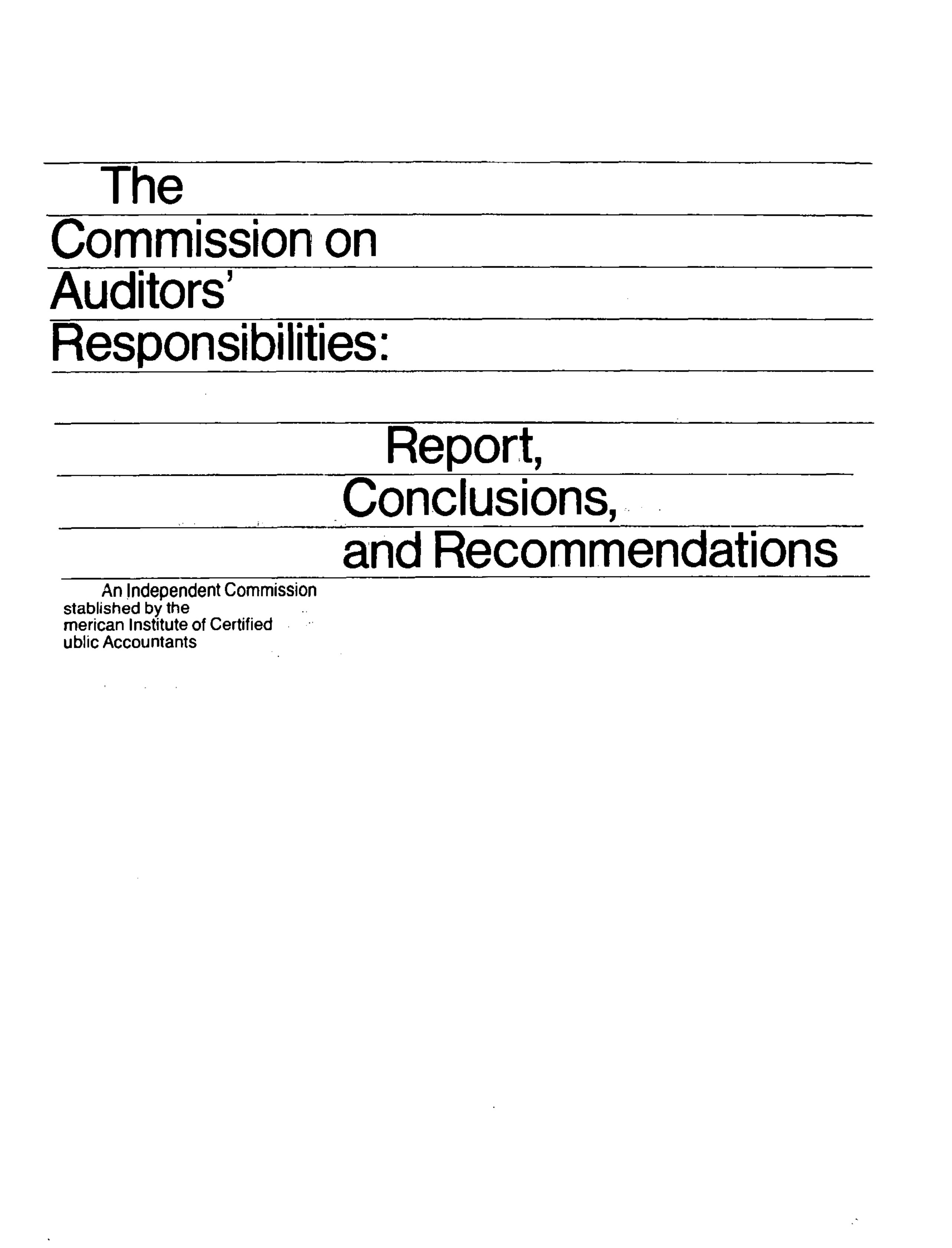 aicpa - 1978 - commission on auditors' responsibilities - report, conclusions and recommendations