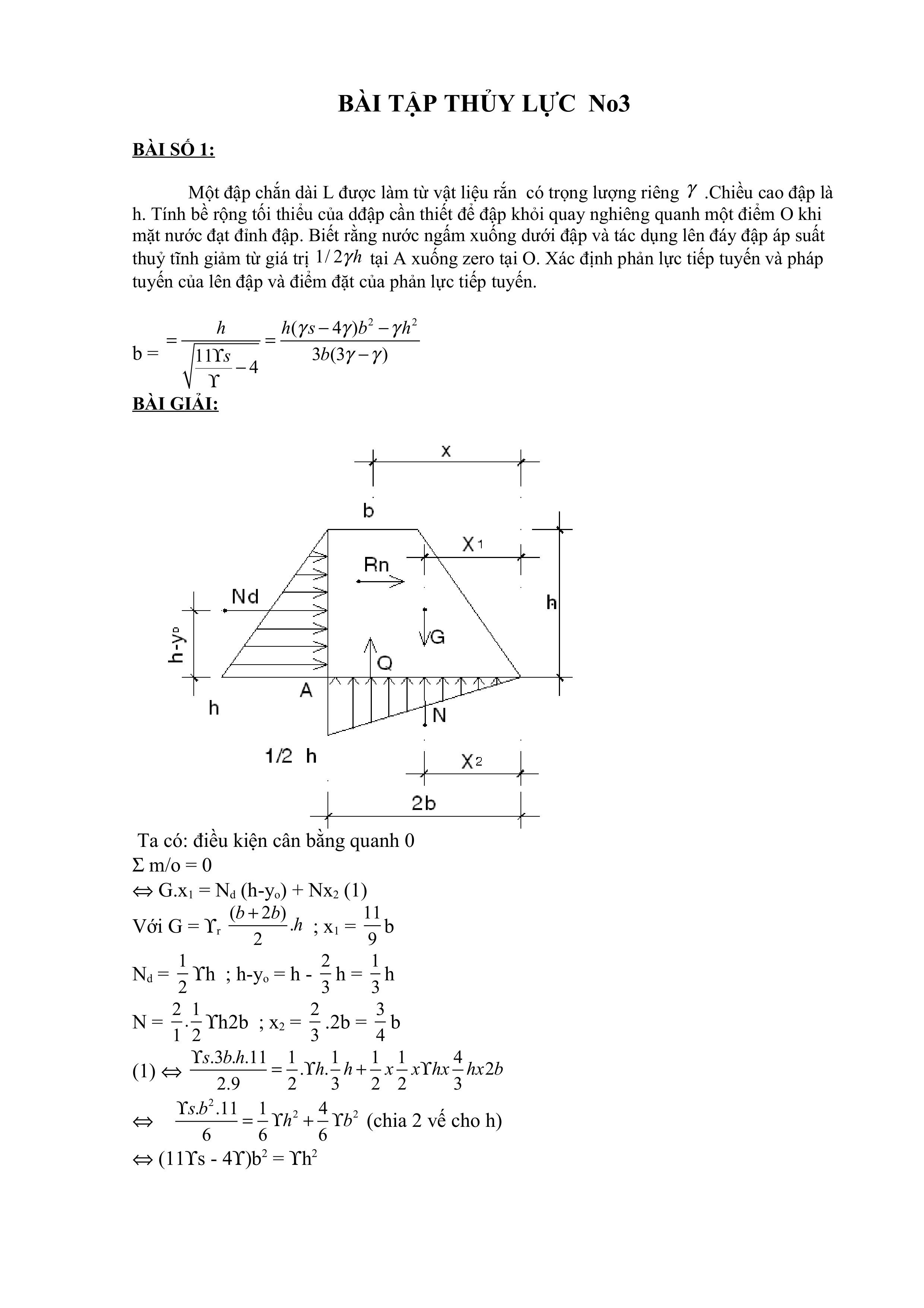 BÀI TẬP THỦY LỰC No3 pptx