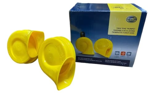 Bocina Caracol Hella Amarilla Orig Doble Tono 12v Universal 1 par