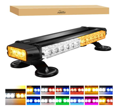 Barra Ambar Torreta Estrobo Codigo Leds con Base Magnética 14 pulgadas