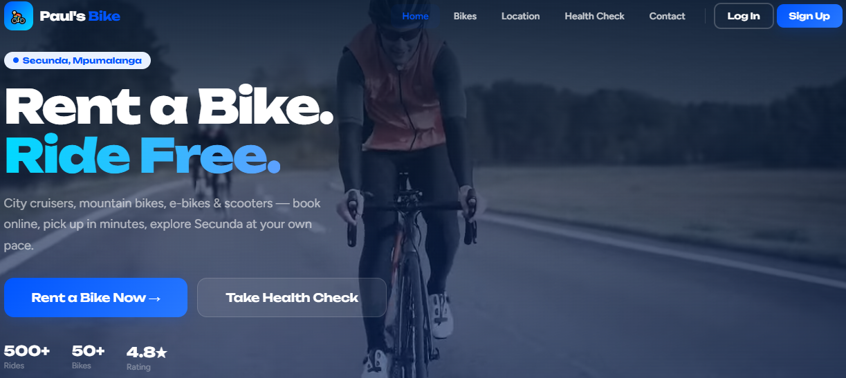 Paul's Bike Rental website prototype