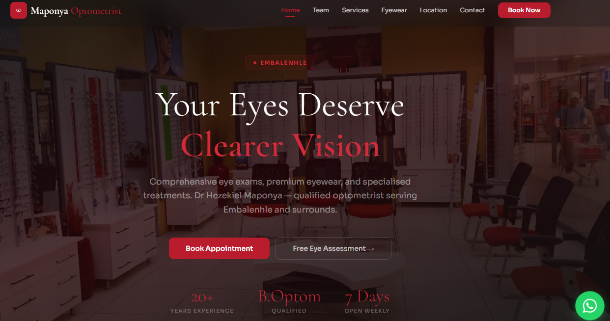 Dr Maponya Optometrist website prototype