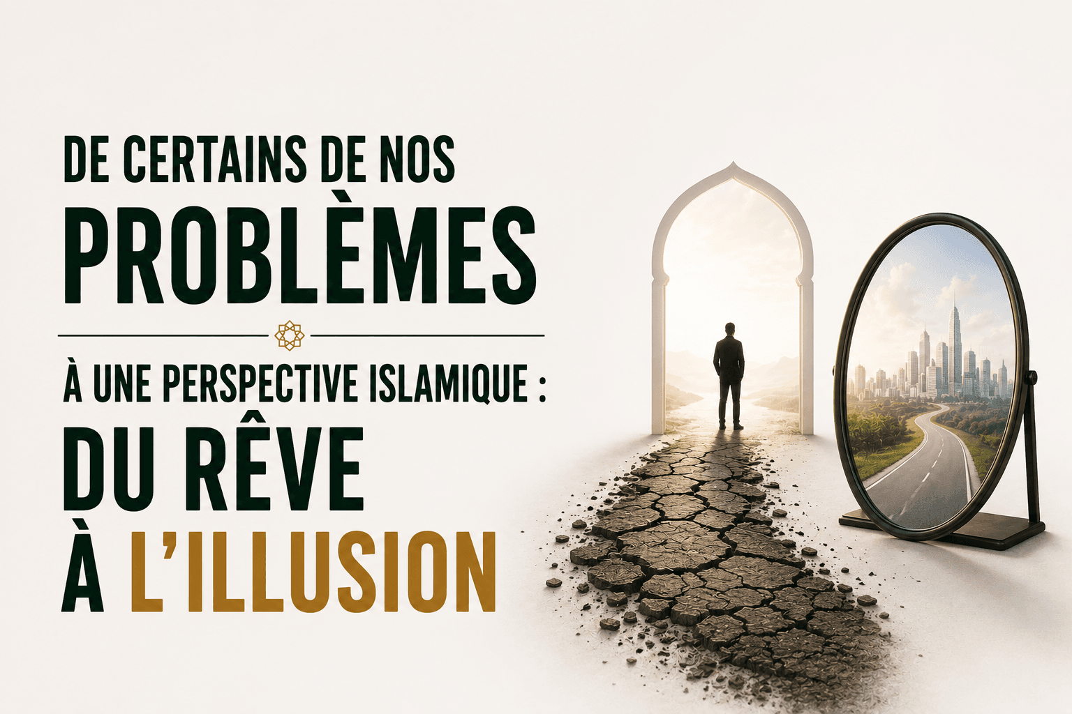 Illustration de l'article « Du rêve à l'illusion », représentant le contraste entre les apparences séduisantes et la réalité à travers une perspective islamique.