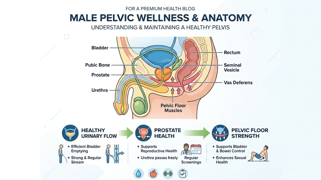Anatomical chart outlining the progress of urinary channel narrowing