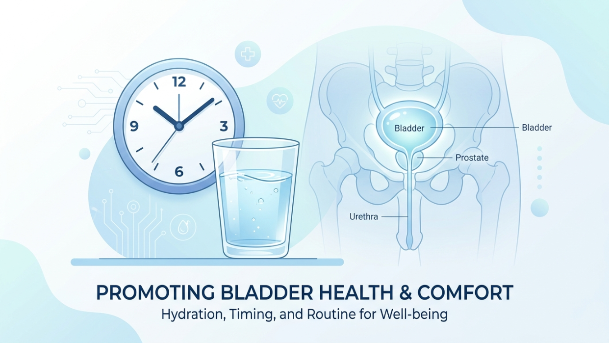 Visual representation of male urinary frequency and bladder disruption