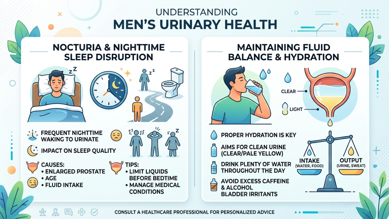 Anatomical diagram outlining fluid balance and bladder sensitivity