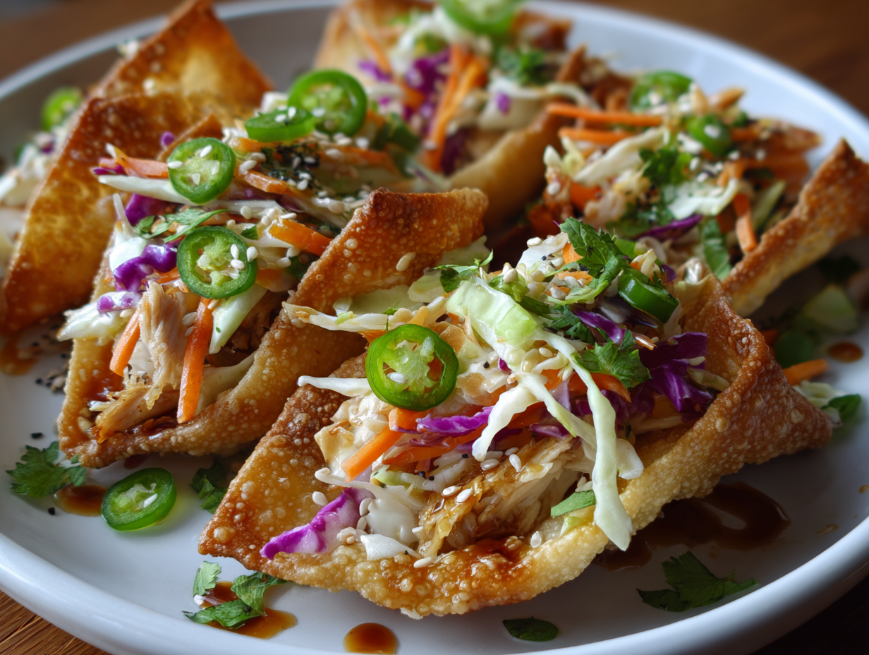 Crispy Chicken Wonton Tacos recipe