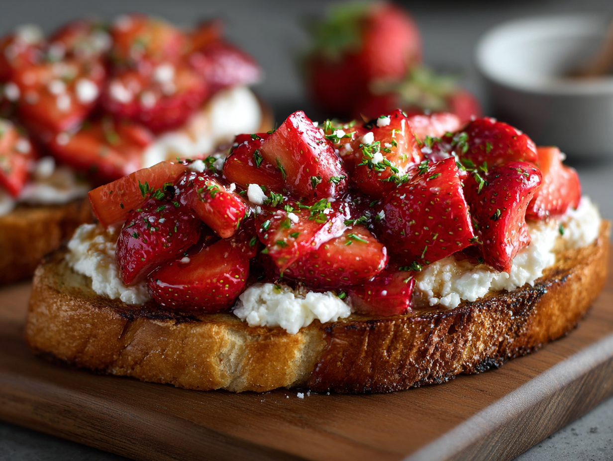Strawberry Whipped Ricotta Toast recipe