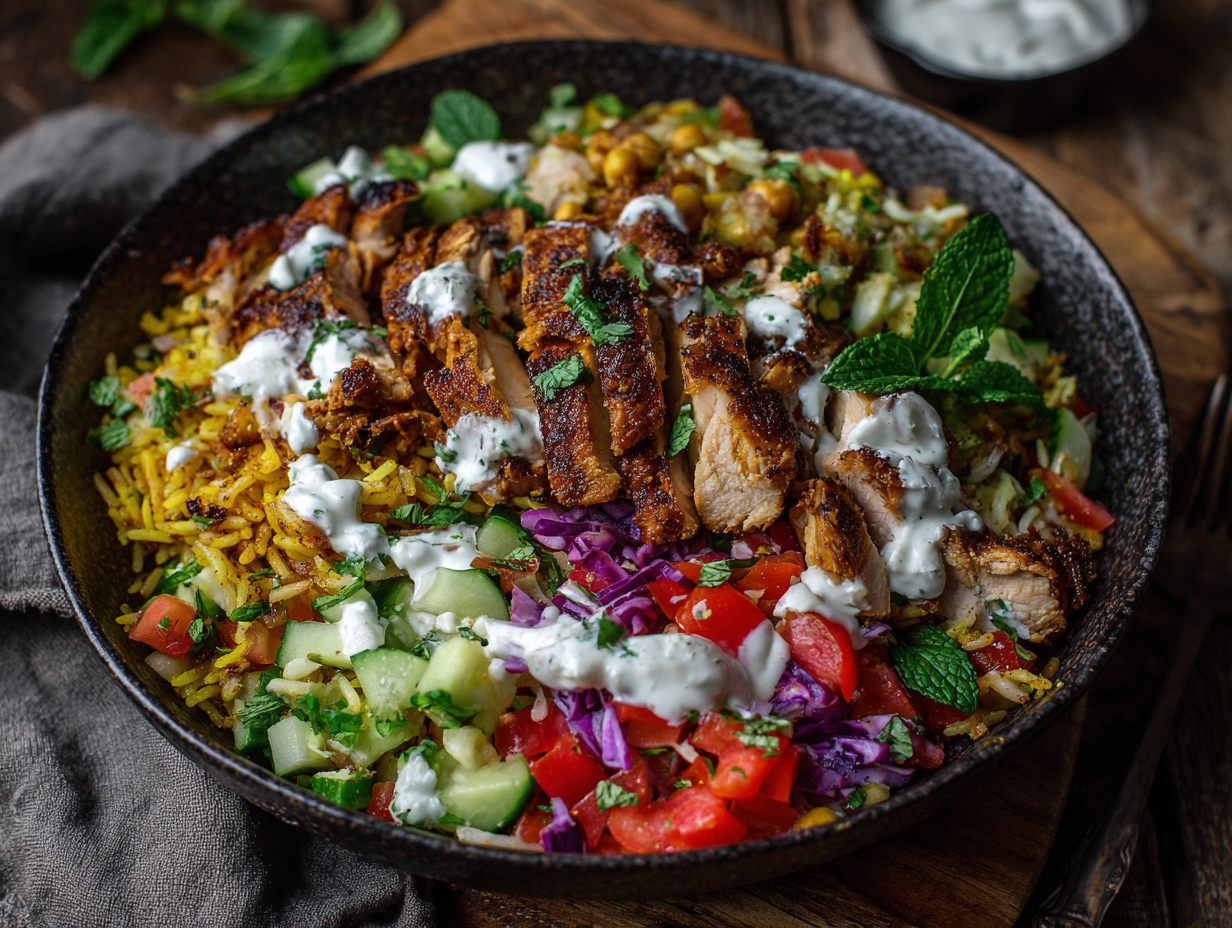 Chicken Shawarma Crispy Rice Salad