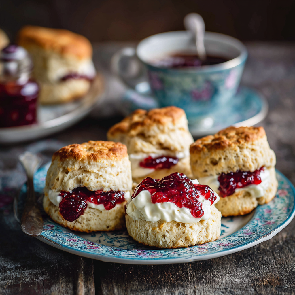English Scones with Clotted Cream and Jam recipe