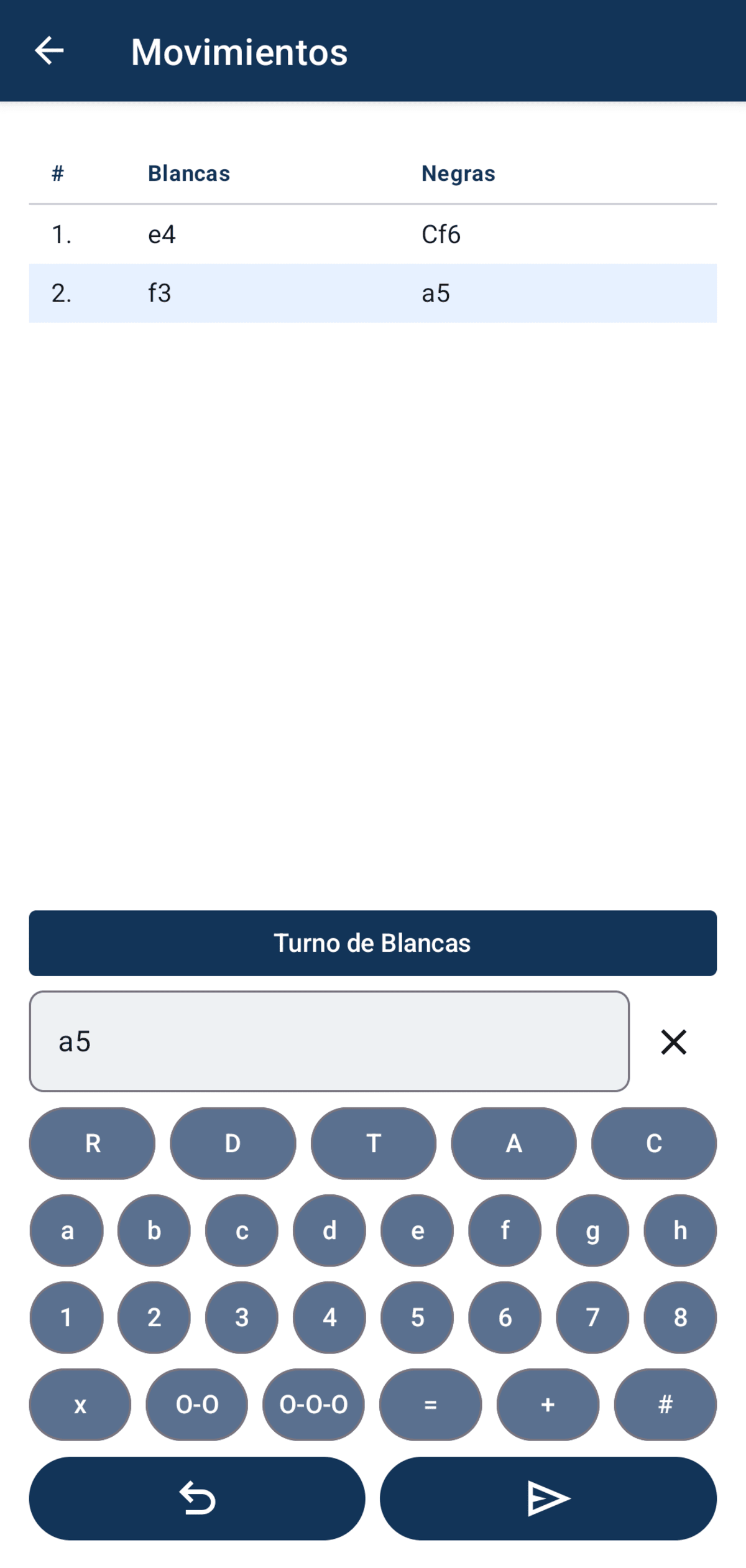Carga de movimientos de ajedrez