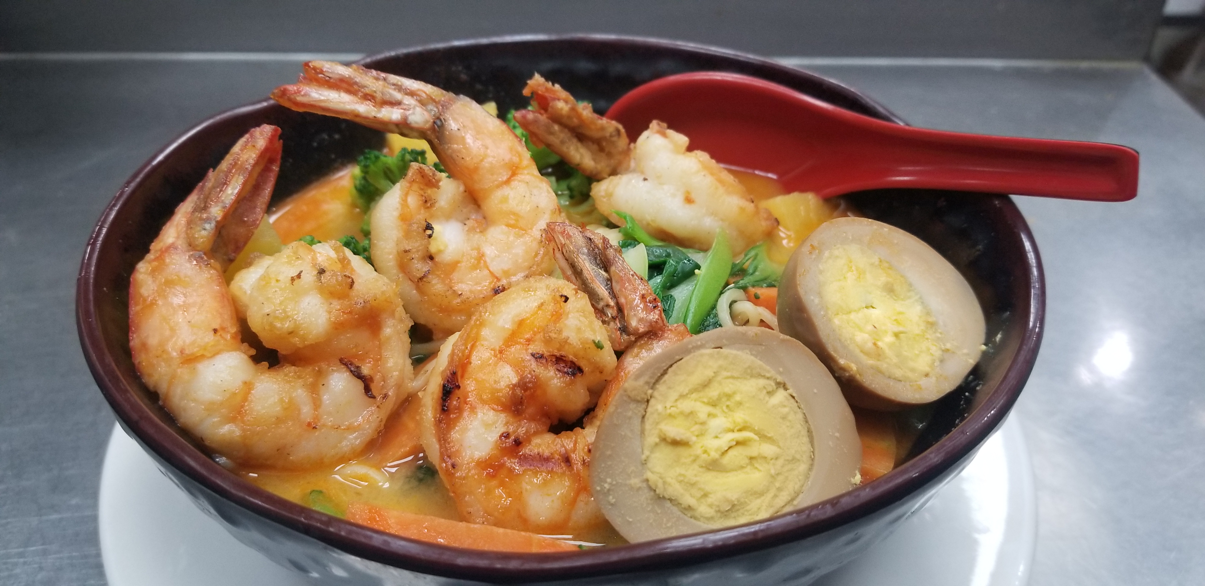 Shrimp Thai Curry Ramen Bowl at Sweet Catch and Tasty Bites