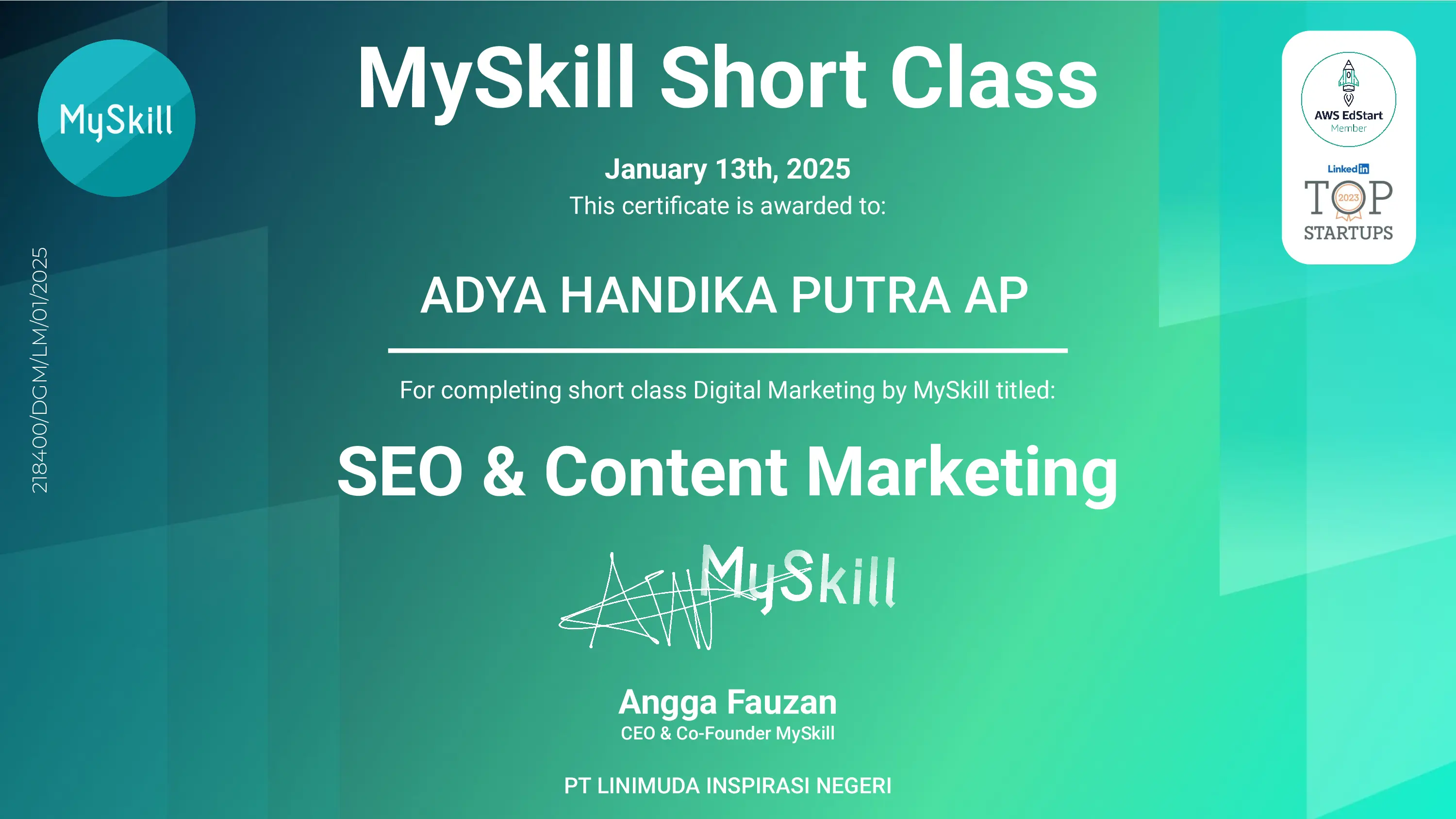 Sertifikat SEO & Content Marketing - MySkill