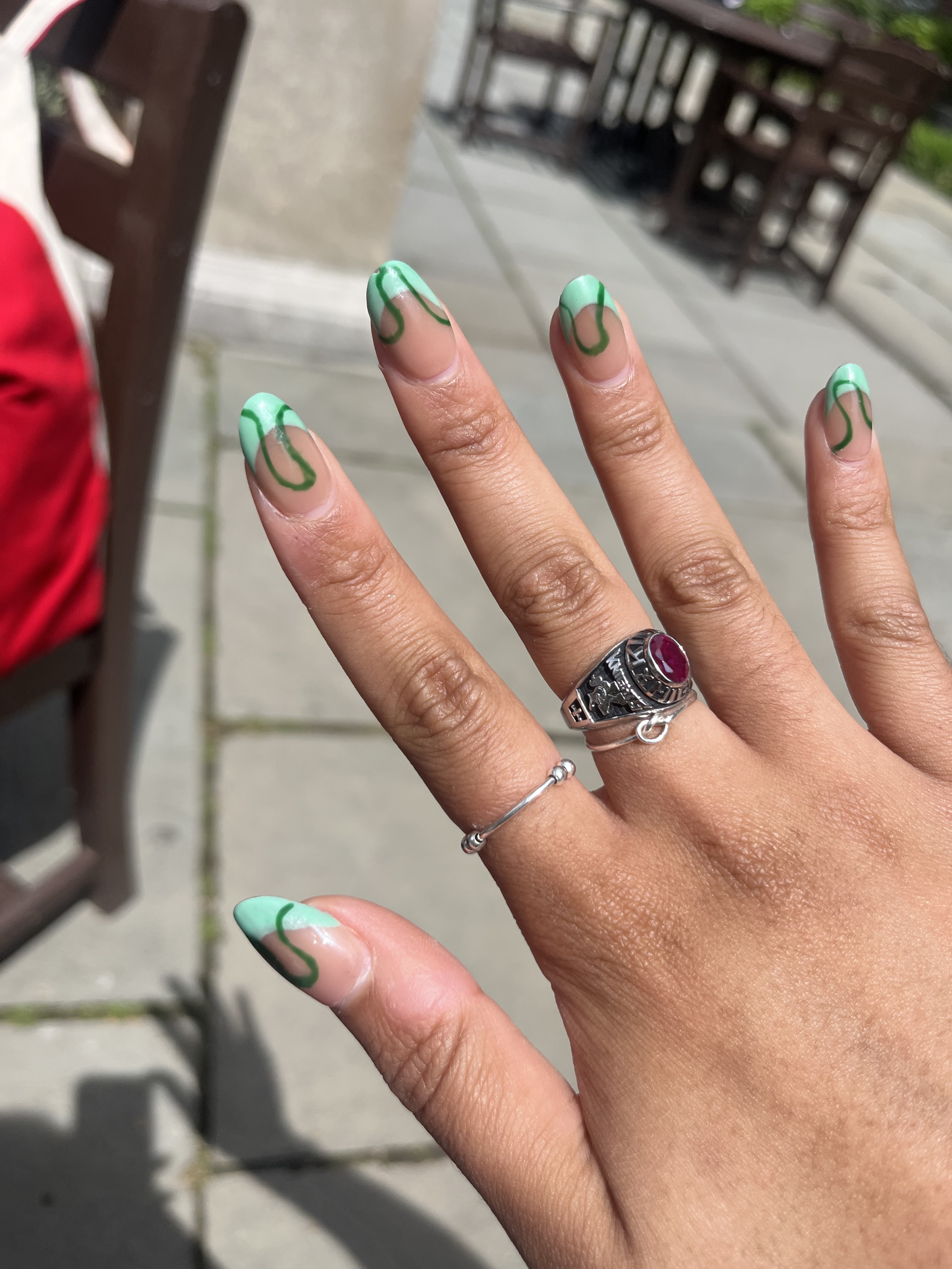 Green French Tip with Accents