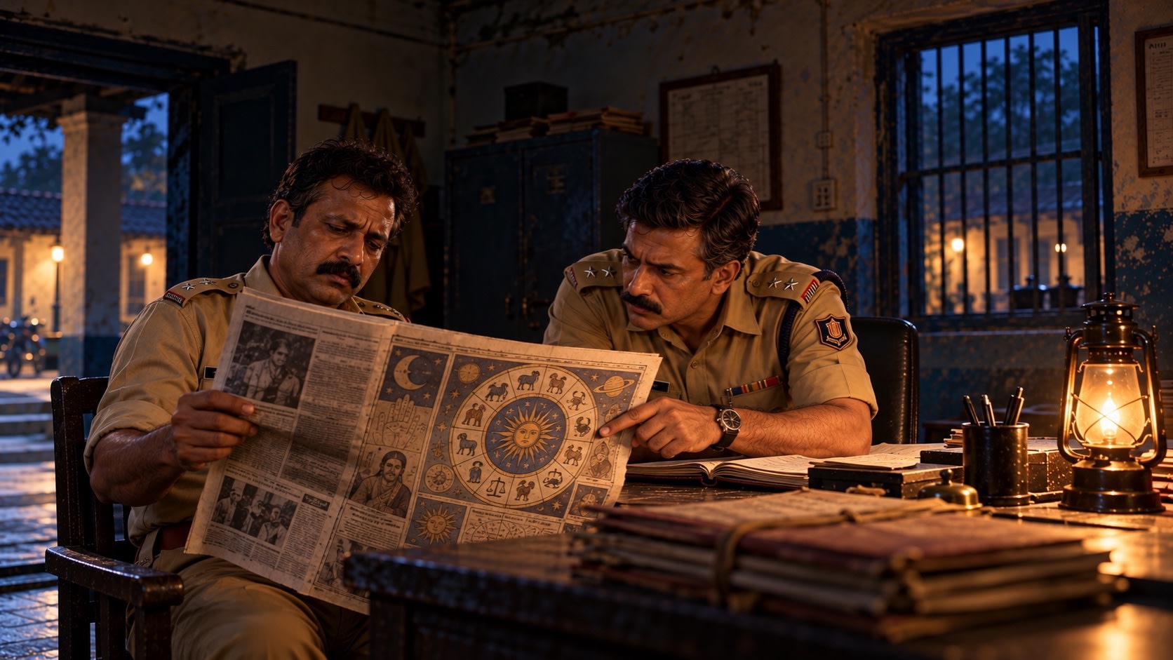Sanjay notices an astrology advertisement in the newspaper Raghuvir is reading.