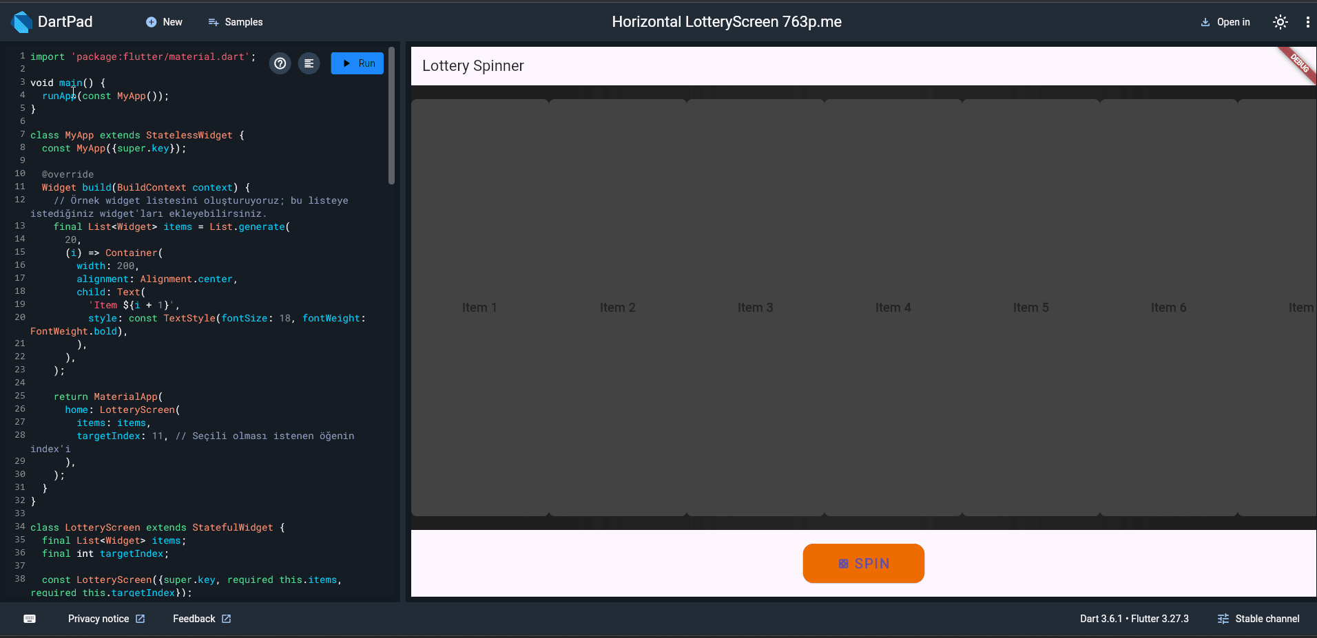 Flutter Horizontal Lottery