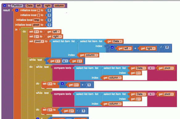 App Inventor ve Türevleri için QuickSort sıralama