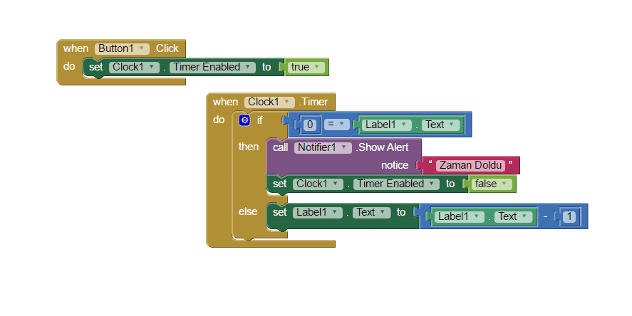 App Inventor/Thunkable geri sayım yapma (Sayac)